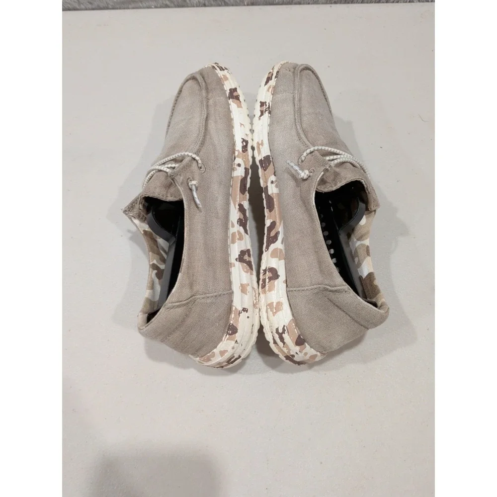 Hey Dude Womens Wendy Lace Up Loafers Slip On Tan/Camo Sz 7